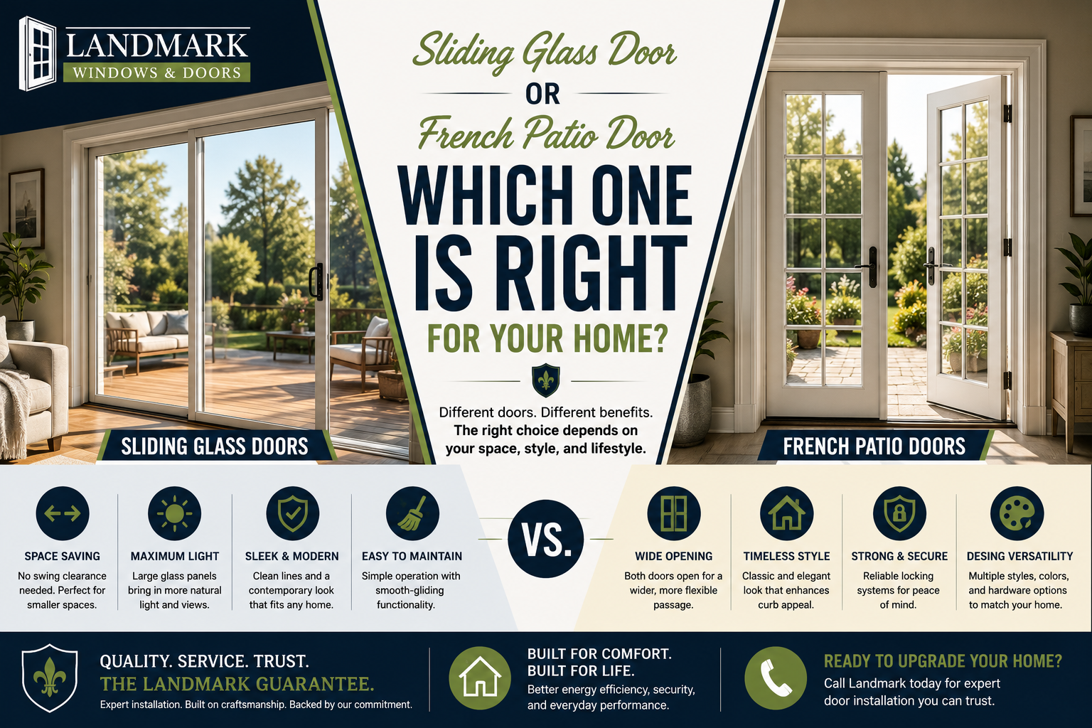 "Comparison of sliding glass doors and French patio doors for homes"